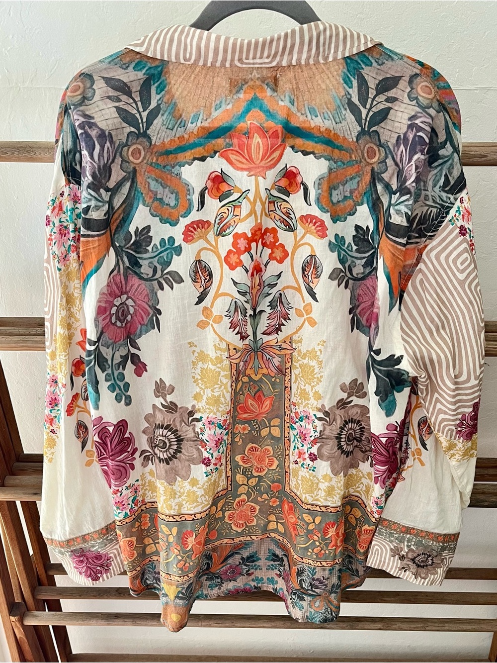 Natural Life Floral/Geometric Button-Down Blouse in Cream & Multicolor - Picture 5 of 7